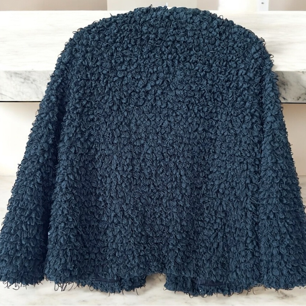 Zara Hunter Green Textured Jacket with Hook Closure at the Neck/Large/NWT - Picture 2 of 4